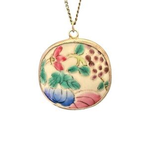 Porcelain Floral Pendant Necklace